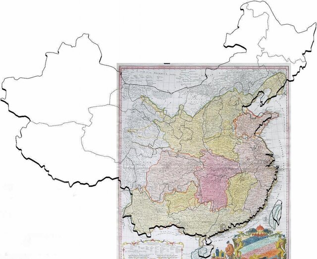 Mappa di Haze (1735), sovrapposta a una moderna