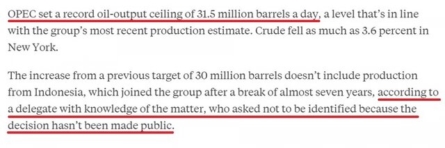 Bloomberg обвалило нефть на 2% на слухах по ОПЕК